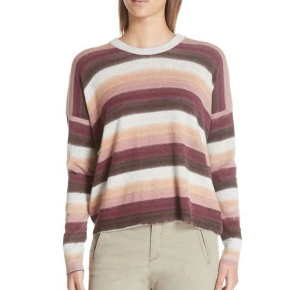 ATM Anthony Thomas Melillo Cashmere Striped Sweater - Drop Shoulder Sz L